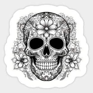 Skull with Flowers Sticker